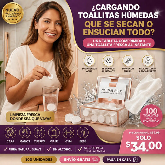 100 Toallitas Comprimidas